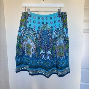 Blue Paisley A-Line Skirt